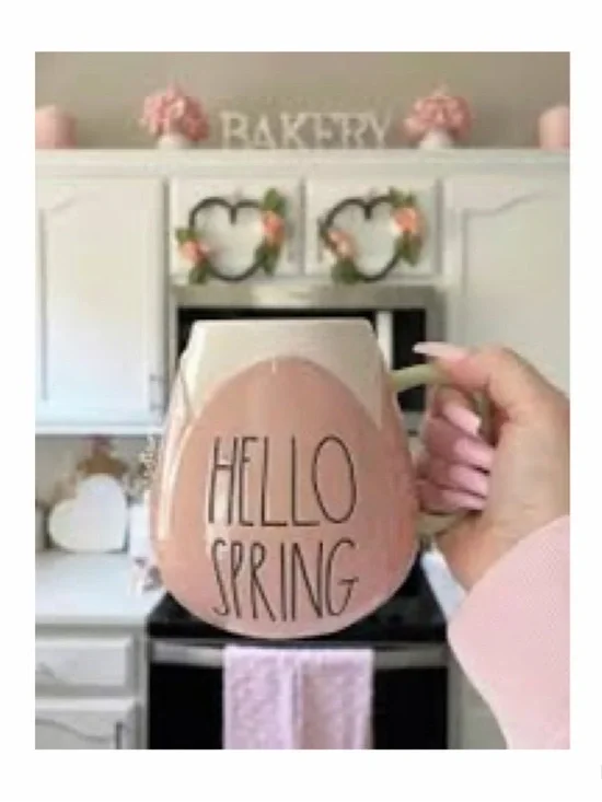 NEW Rae Dunn Hello Spring Pink Tulip Mug 💐 - Picture 2 of 2